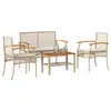 Image de vidaXL Salon de jardin avec coussins 4 pcs beige résine tressée