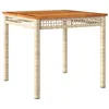 Image de vidaXL Table de jardin beige 80x80x75 cm résine tressée et bois acacia