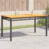 Image de vidaXL Table de jardin noir 140x80x75 cm résine tressée et bois acacia