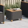 Image de vidaXL Table de jardin noir 45x45x37 cm résine tressée et bois acacia