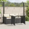 Image de vidaXL Ensemble à manger de jardin coussins 2pcs noir résine tressée