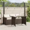 Image de vidaXL Ensemble à manger de jardin avec coussins 2 pcs marron rotin