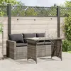Image de vidaXL Ensemble à manger de jardin et coussins 2 pcs gris rotin