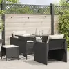 Image de vidaXL Salon de jardin 4 pcs avec coussins noir résine tressée