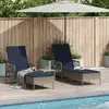 Image de vidaXL Transat 3 pcs Gris et bleu marine 200 x 55 x 92 cm polyrotin