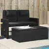 Image de vidaXL Banc inclinable de jardin avec coussins noir résine tressée