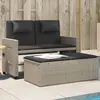 Image de vidaXL Banc inclinable de jardin et coussins gris clair résine tressée