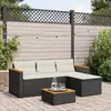 Image de vidaXL Salon de jardin 3 pcs avec coussins noir résine tressée