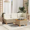 Image de vidaXL Table de jardin beige 55x55x36 cm résine tressée et bois acacia