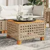 Image de vidaXL Table de jardin beige 55x55x36 cm résine tressée et bois acacia