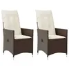 Image de vidaXL Chaises inclinables de jardin lot de 2 et coussins marron rotin