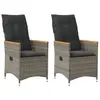 Image de vidaXL Chaises inclinables de jardin lot de 2 et coussins gris rotin