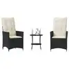 Image de vidaXL Ensemble de bistro 3 pcs avec coussins noir résine tressée