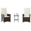 Image de vidaXL Ensemble de bistro 3 pcs avec coussins marron résine tressée