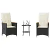 Image de vidaXL Ensemble de bistro 3 pcs avec coussins noir résine tressée