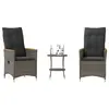 Image de vidaXL Ensemble de bistro 3 pcs avec coussins gris résine tressée