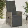 Image de vidaXL Chaise inclinable de jardin avec coussins gris résine tressée