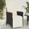 Image de vidaXL Chaise inclinable de jardin avec coussins noir résine tressée