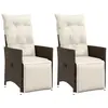 Image de vidaXL Chaises inclinables de jardin lot de 2 et coussins marron rotin