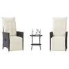Image de vidaXL Ensemble de bistro 3 pcs avec coussins noir résine tressée