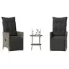 Image de vidaXL Ensemble de bistro 3 pcs avec coussins gris résine tressée