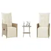 Image de vidaXL Ensemble de bistro 3 pcs avec coussins beige résine tressée
