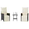 Image de vidaXL Ensemble de bistro 3 pcs avec coussins noir résine tressée