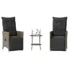 Image de vidaXL Ensemble de bistro 3 pcs avec coussins gris résine tressée