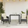 Image de vidaXL Ensemble à manger de jardin avec coussins 3 pcs Noir