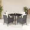 Image de vidaXL Ensemble à manger de jardin coussins 5pcs Noir Résine tressée