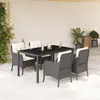 Image de vidaXL Ensemble à manger de jardin coussins 5pcs Noir Résine tressée