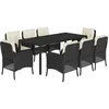 Image de vidaXL Ensemble à manger de jardin 9pcs coussins noir résine tressée