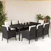 Image de vidaXL Ensemble à manger de jardin 9pcs coussins noir résine tressée
