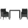Image de vidaXL Ensemble à manger de jardin avec coussins 3 pcs Noir