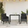 Image de vidaXL Ensemble à manger de jardin avec coussins 3 pcs Noir