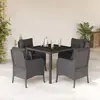 Image de vidaXL Ensemble à manger de jardin coussins 5pcs Noir Résine tressée