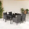 Image de vidaXL Ensemble à manger de jardin coussins 5pcs Noir Résine tressée