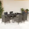 Image de vidaXL Ensemble à manger de jardin et coussins 7 pcs gris rotin
