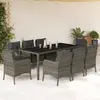 Image de vidaXL Ensemble à manger de jardin 9 pcs coussins gris résine tressée