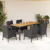 Image de vidaXL Ensemble à manger de jardin coussins 7pcs Noir Résine tressée
