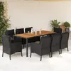 Image de vidaXL Ensemble à manger de jardin 9pcs coussins noir résine tressée