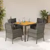 Image de vidaXL Ensemble à manger de jardin 5 pcs coussins gris résine tressée
