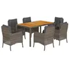 Image de vidaXL Ensemble à manger de jardin et coussins 7 pcs gris rotin