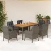 Image de vidaXL Ensemble à manger de jardin et coussins 7 pcs gris rotin
