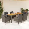 Image de vidaXL Ensemble à manger de jardin et coussins 7 pcs gris rotin