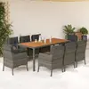 Image de vidaXL Ensemble à manger de jardin 9 pcs coussins gris résine tressée