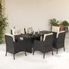 Image de vidaXL Ensemble à manger de jardin coussins 7pcs Noir Résine tressée
