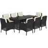Image de vidaXL Ensemble à manger de jardin 9pcs coussins noir résine tressée