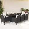 Image de vidaXL Ensemble à manger de jardin 9pcs coussins noir résine tressée