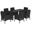 Image de vidaXL Ensemble à manger de jardin coussins 7pcs Noir Résine tressée